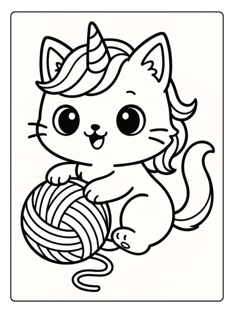 Coloriage chat licorne noir et blanc