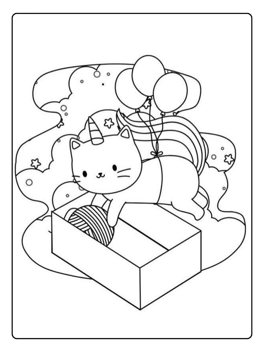 Coloriage chat licorne pour enfants