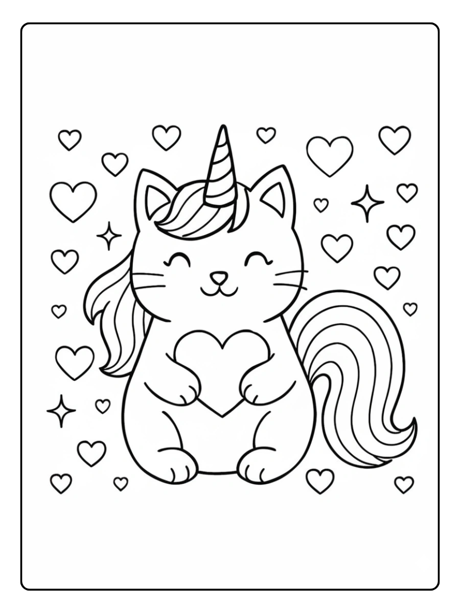Coloriage chat licorne pour maternelle
