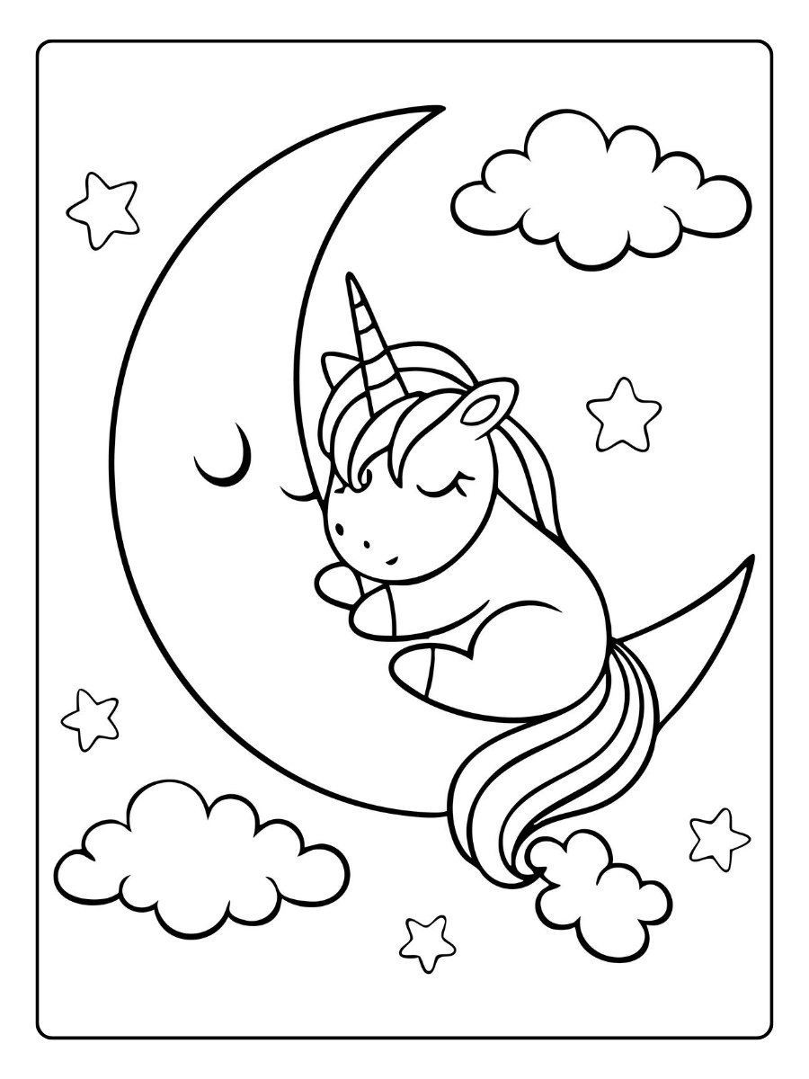 Coloriage de licorne mignonne
