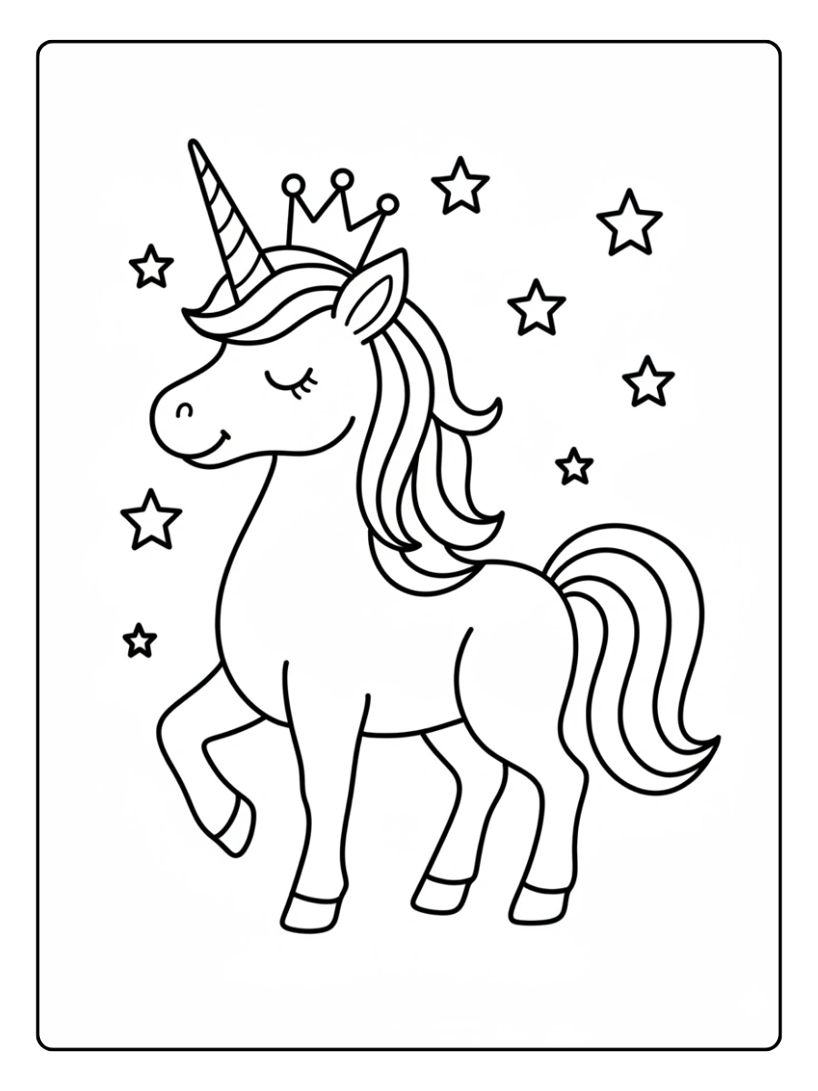 Coloriage de licorne rêveuse