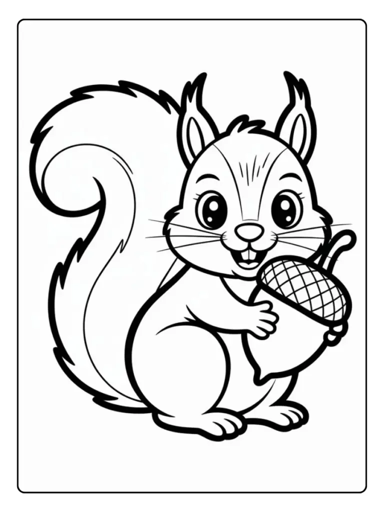 Coloriage écureuil cartoon