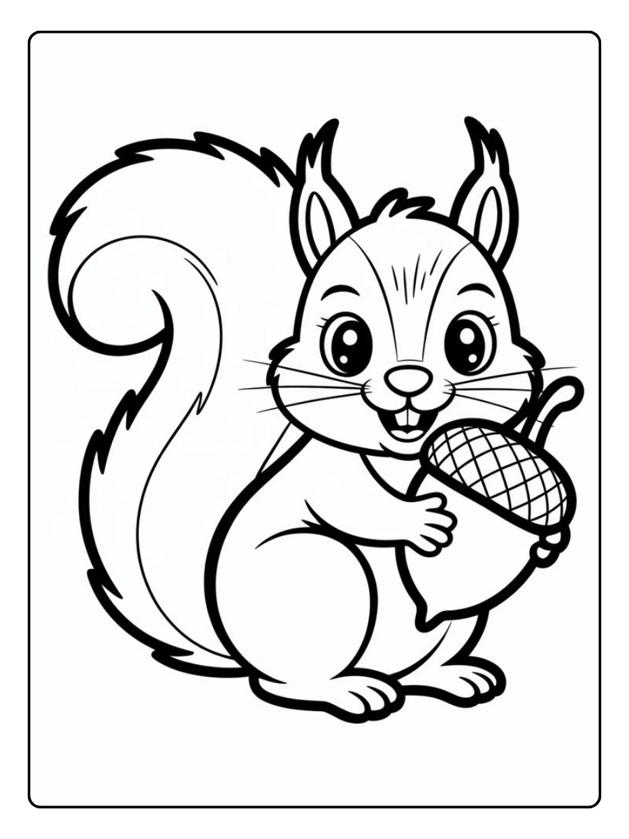 Coloriage écureuil cartoon