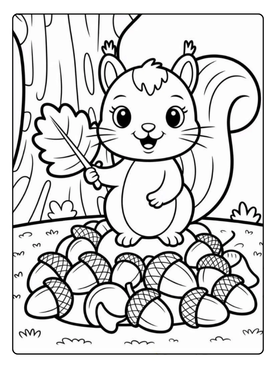 Coloriage écureuil facile