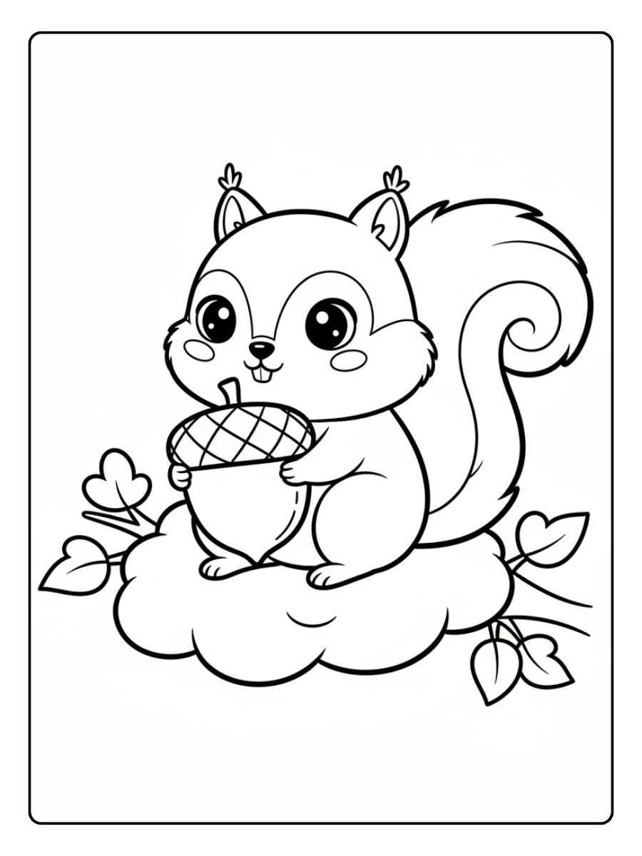Coloriage écureuil kawaii