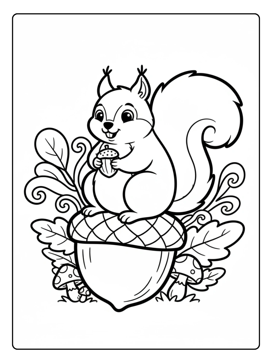 Coloriage écureuil mignon