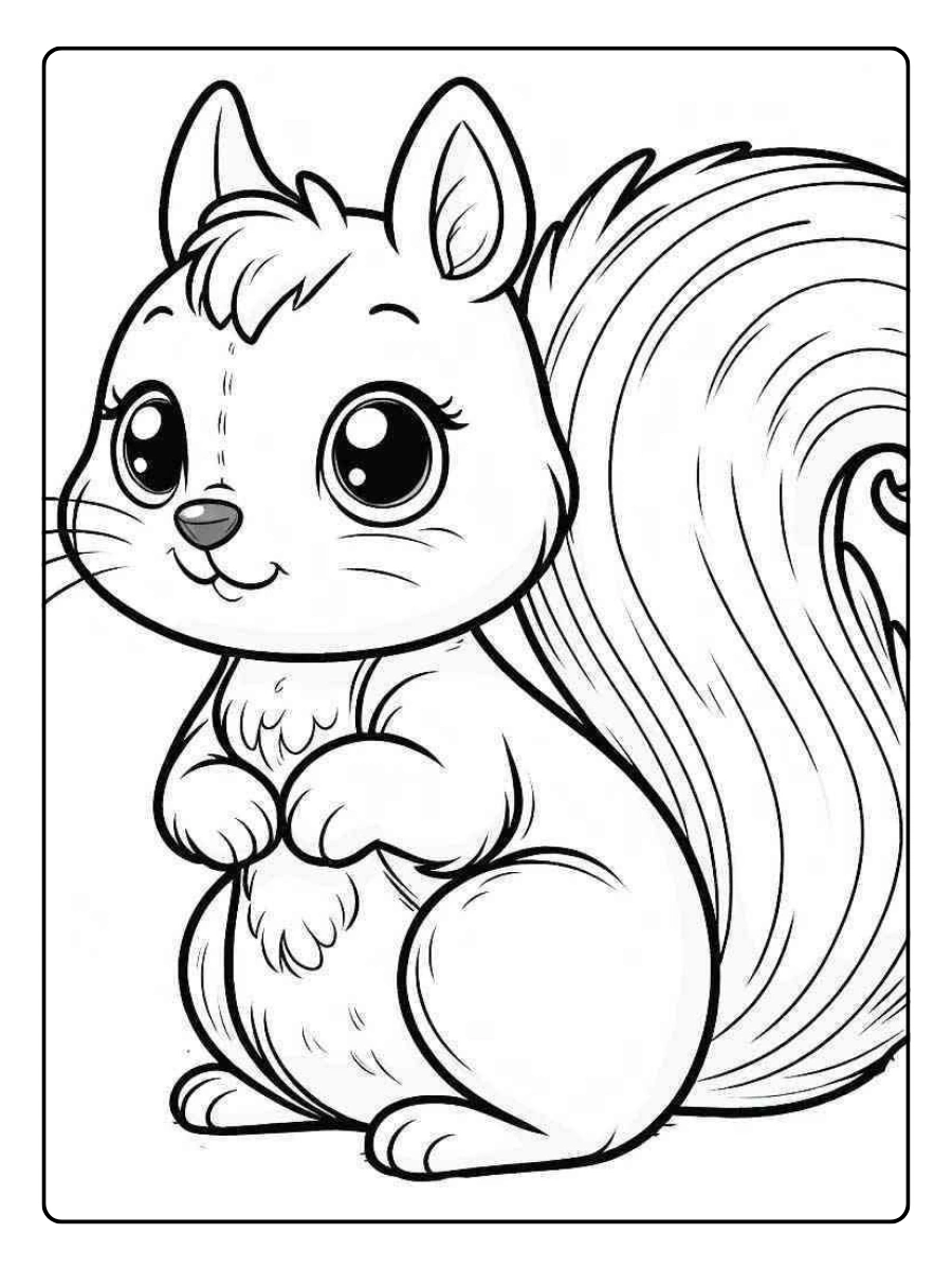 Coloriage écureuil noir et blanc