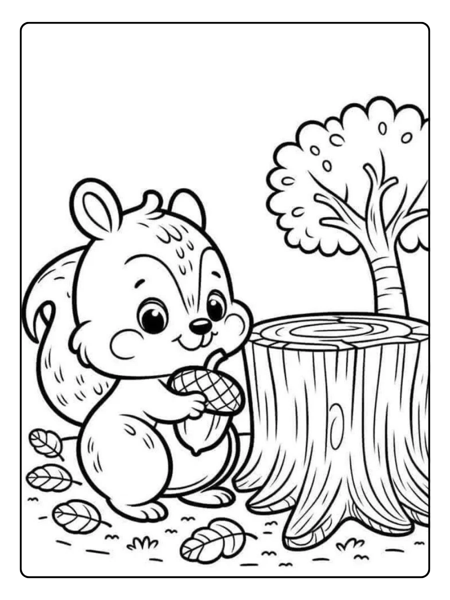 Coloriage écureuil simple