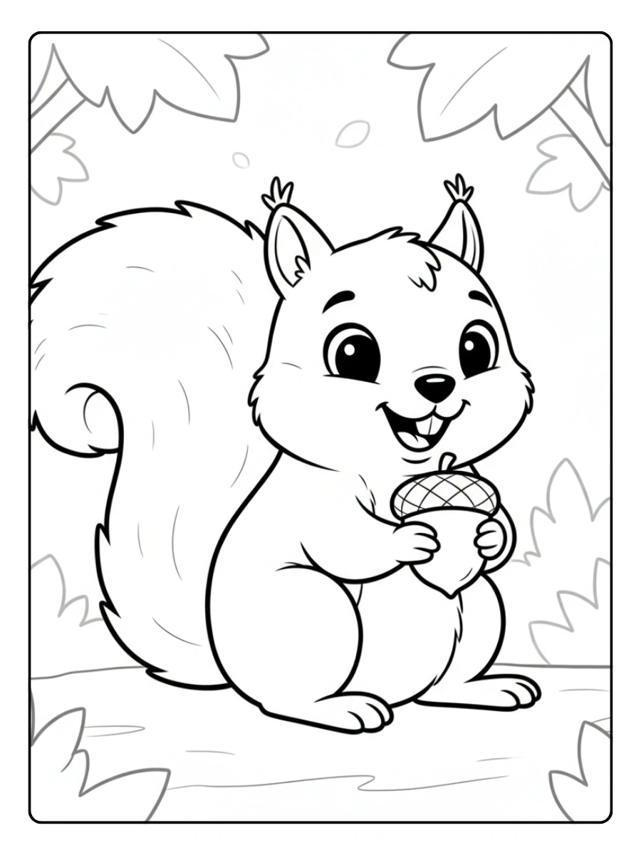 Coloriage écureuil souriant