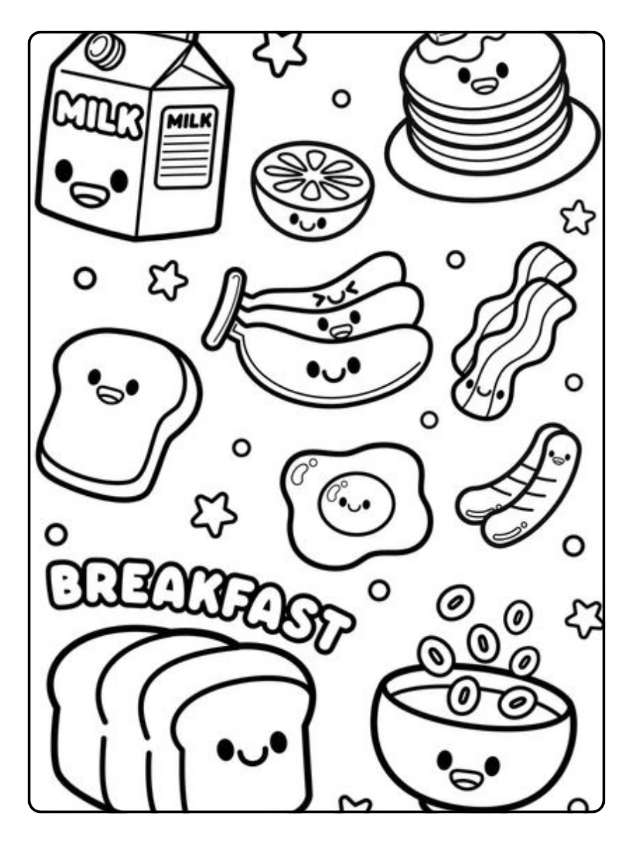 Coloriage kawaii nourriture