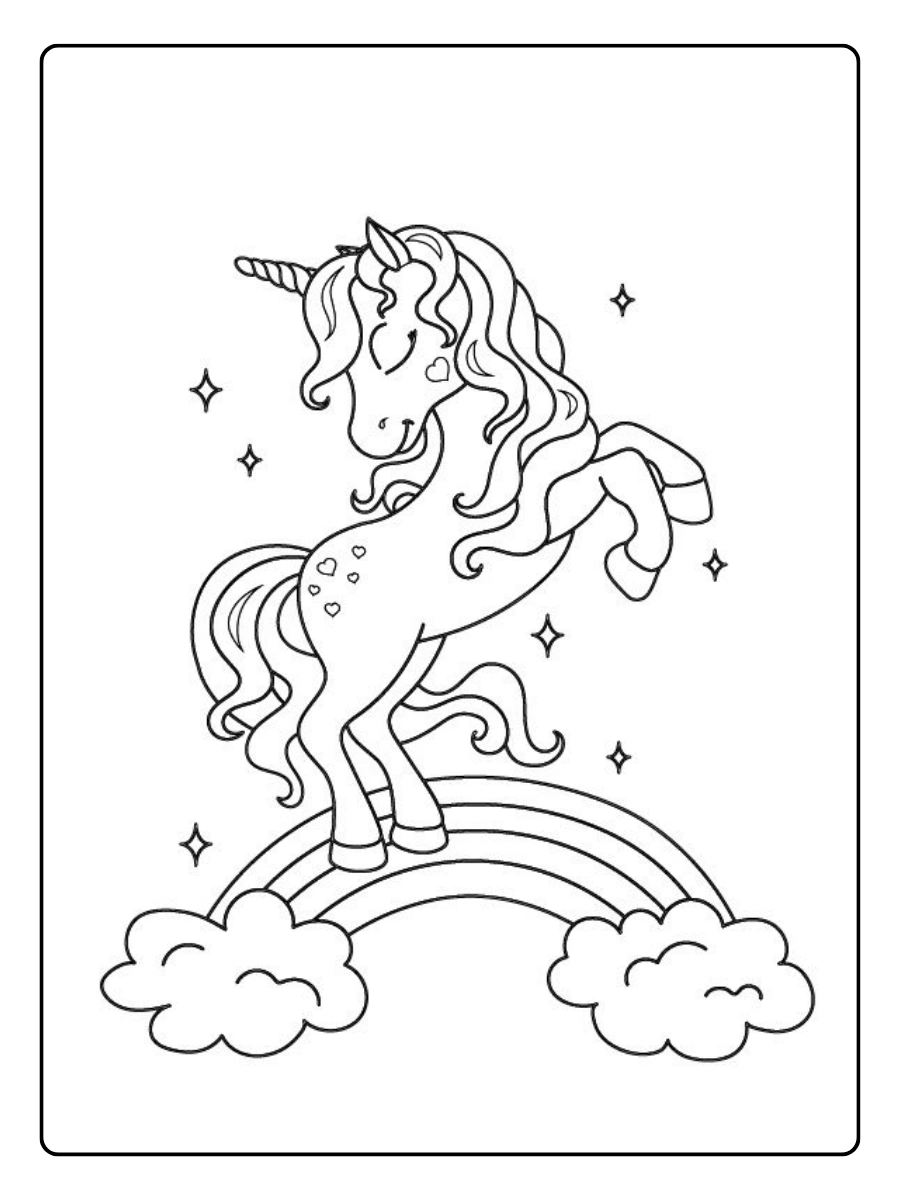 Coloriage licorne arc en ciel facile