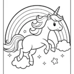 Coloriage licorne arc en ciel réaliste