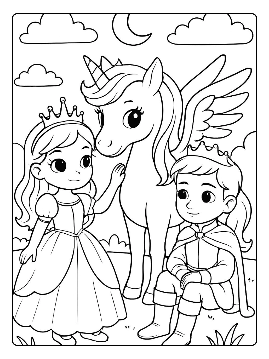 Coloriage licorne princesse à colorier