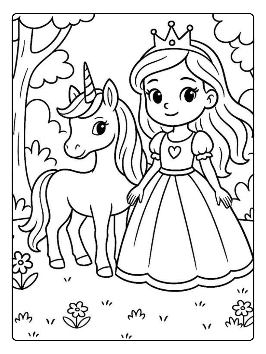 Coloriage licorne princesse activité enfant