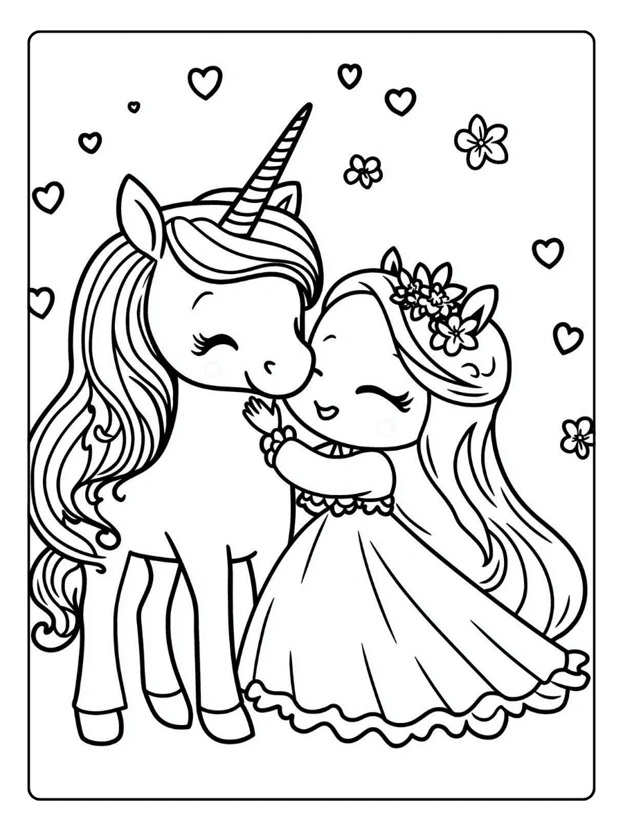 Coloriage licorne princesse dessin simple
