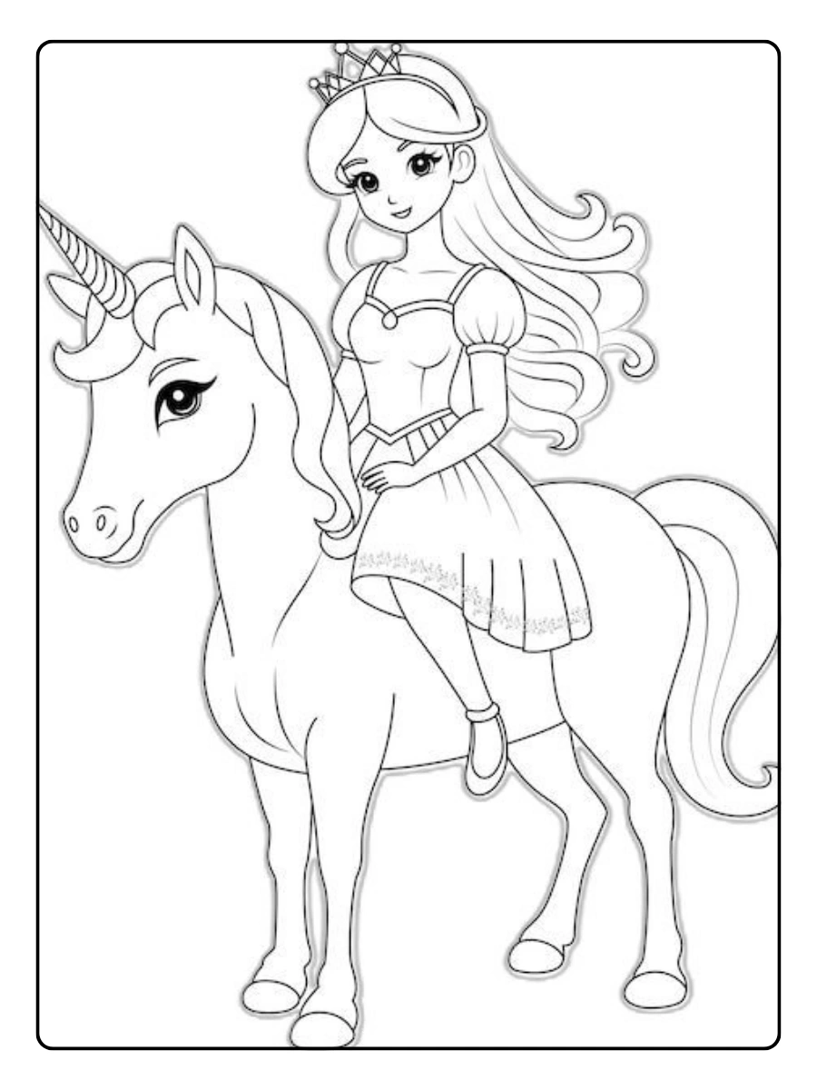 Coloriage licorne princesse facile