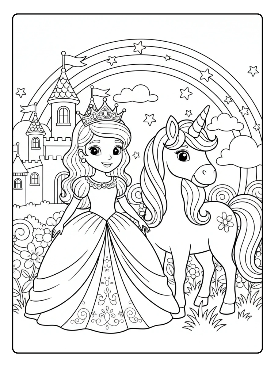 Coloriage licorne princesse pour enfants