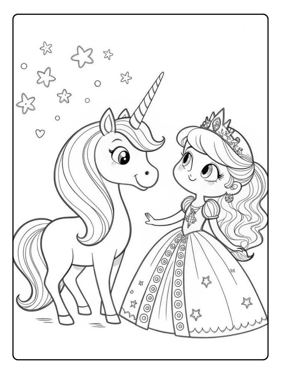 Coloriage licorne princesse pour maternelle