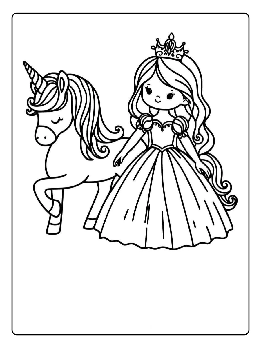 Coloriage licorne princesse réaliste