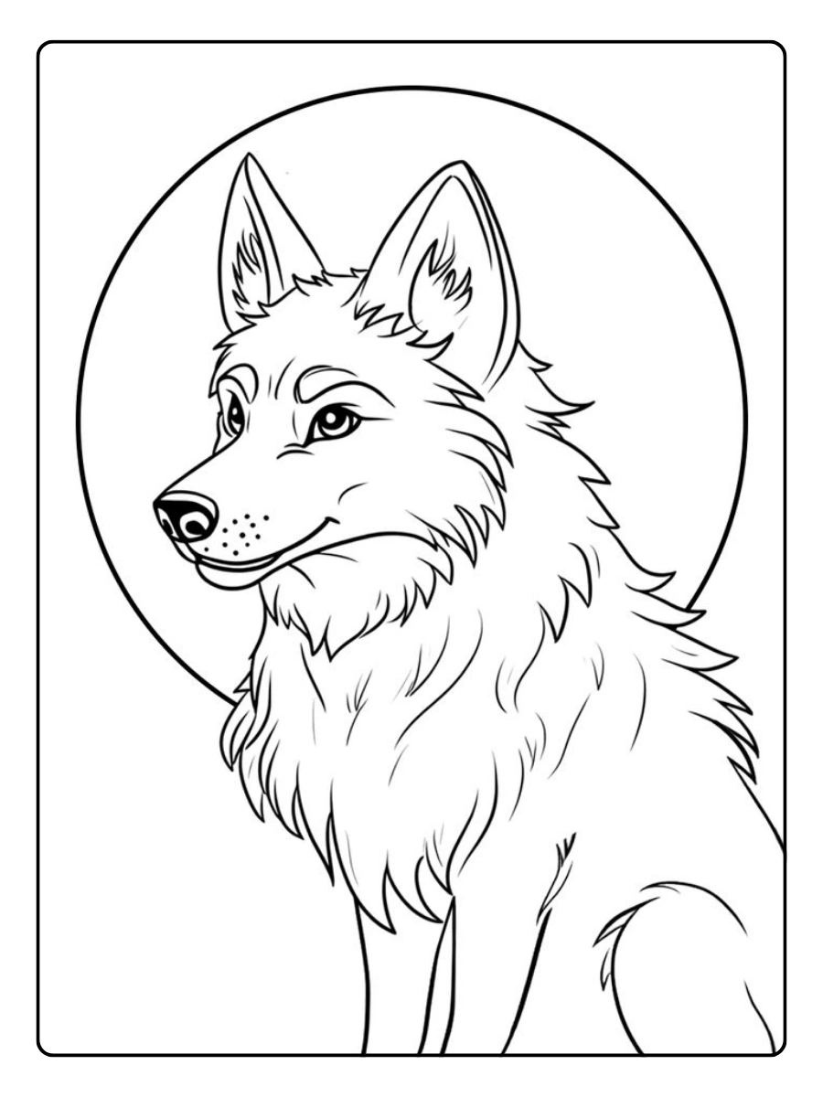 Coloriage loup facile pour enfants à télécharger