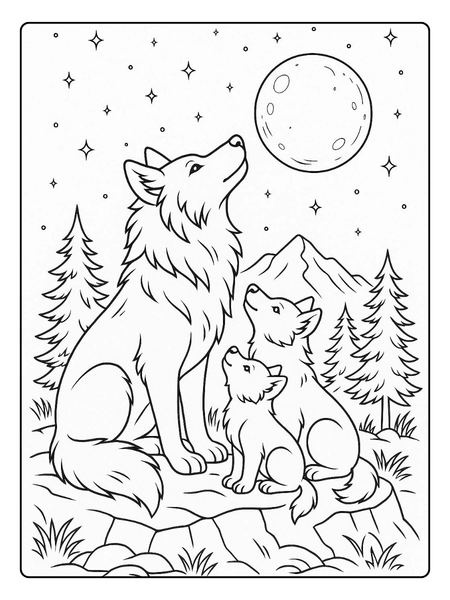 Coloriage loup mandala complexe à colorier