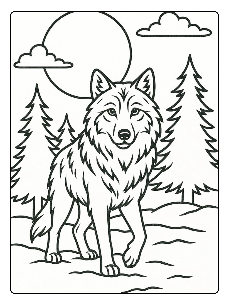 Coloriage loup tribal stylisé pour adultes