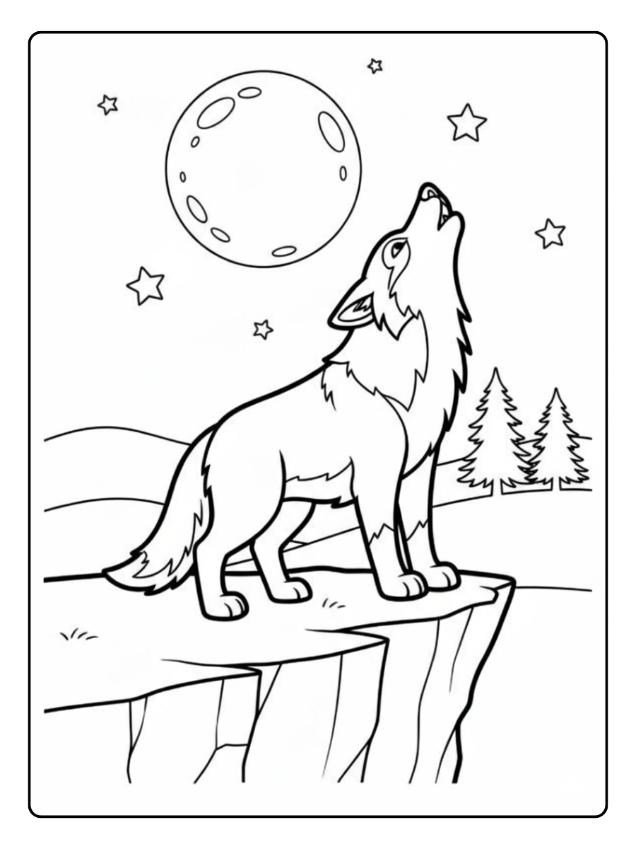 Coloriage tête de loup de profil à imprimer