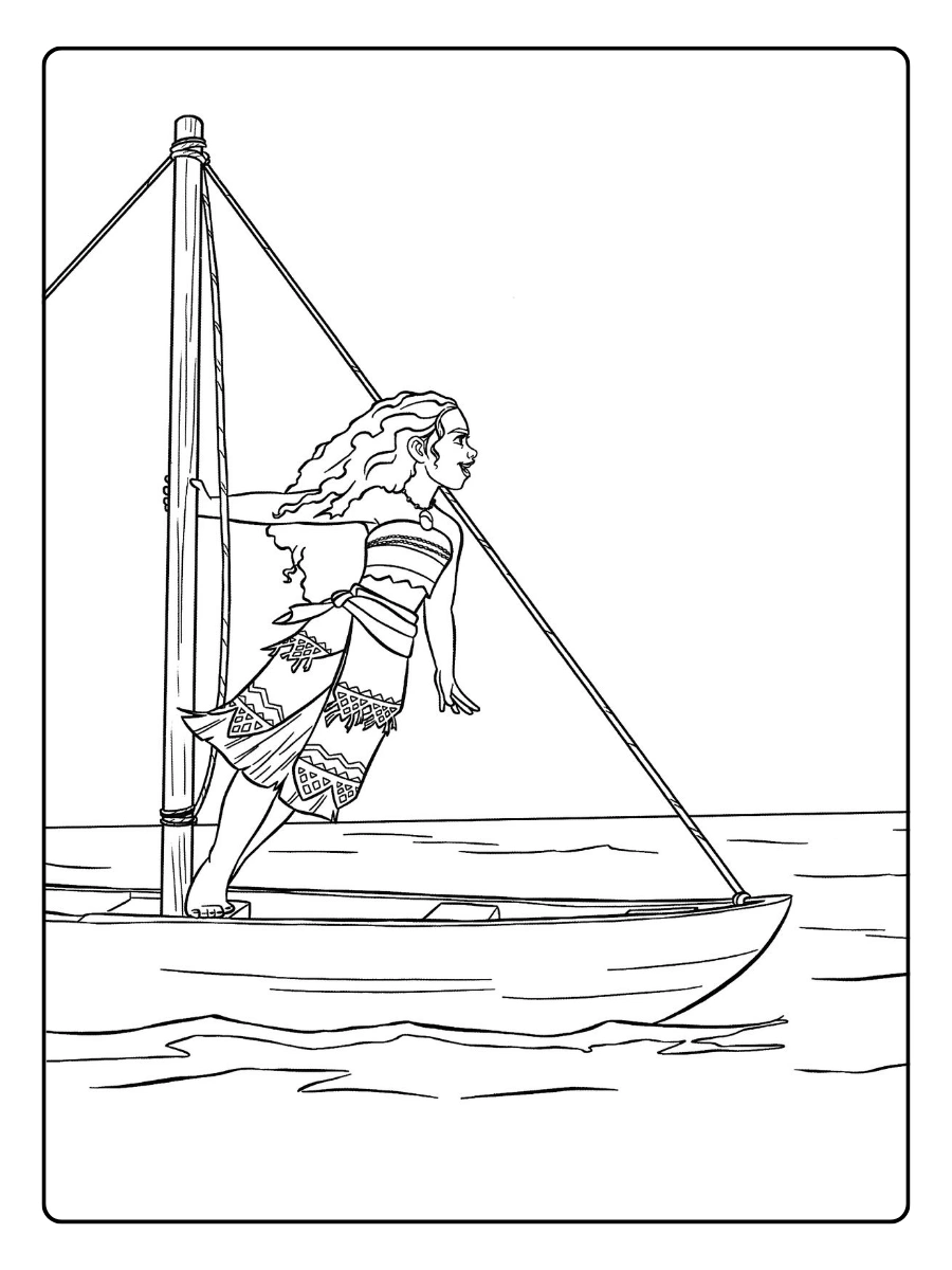 Vaiana coloriage bateau