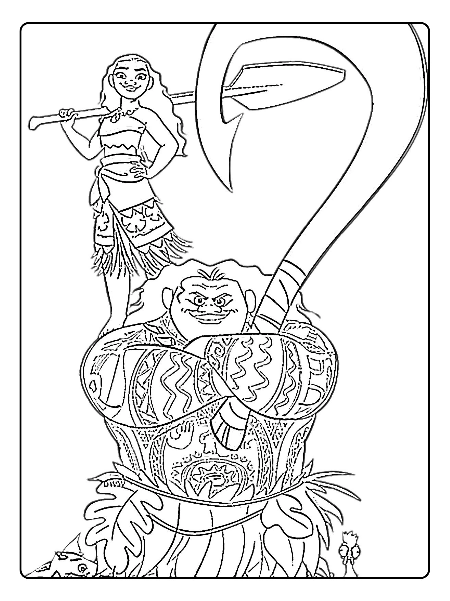 Vaiana coloriage et Maui