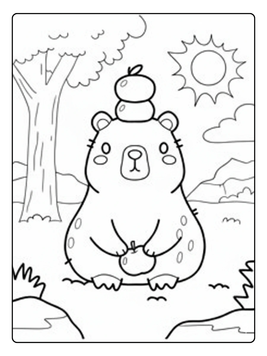 coloriage bébé capybara kawaii