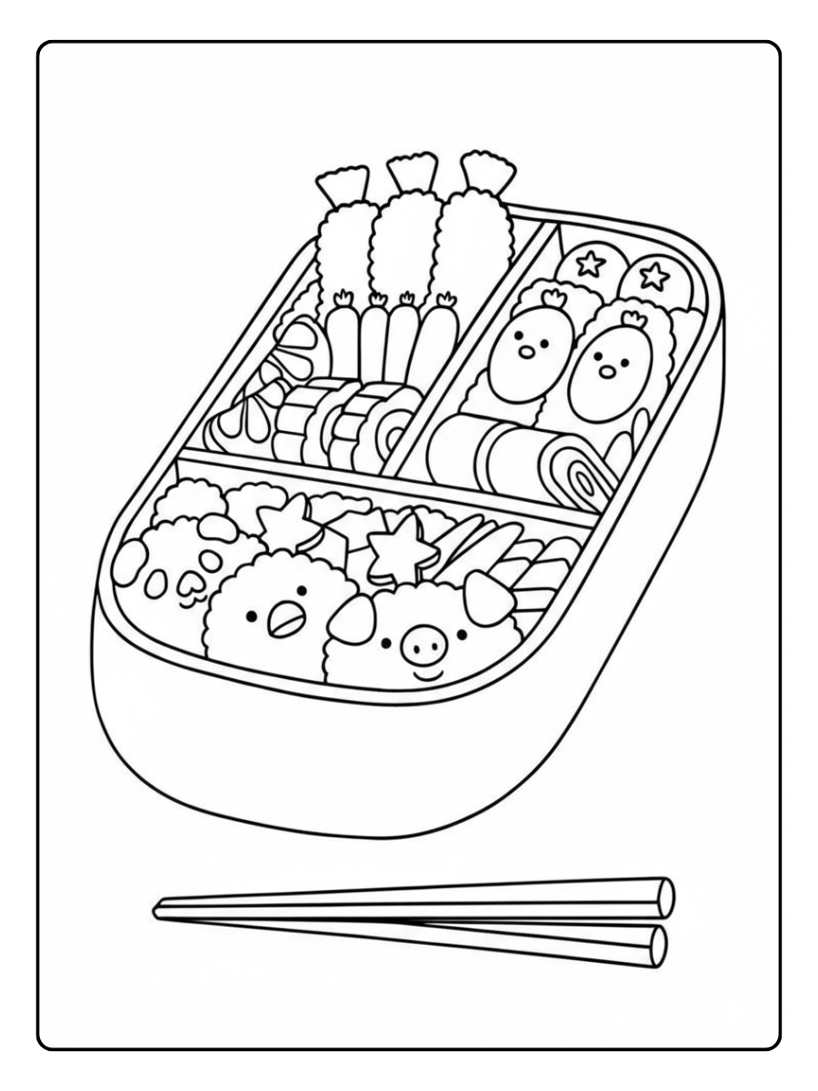 coloriage bento kawaii