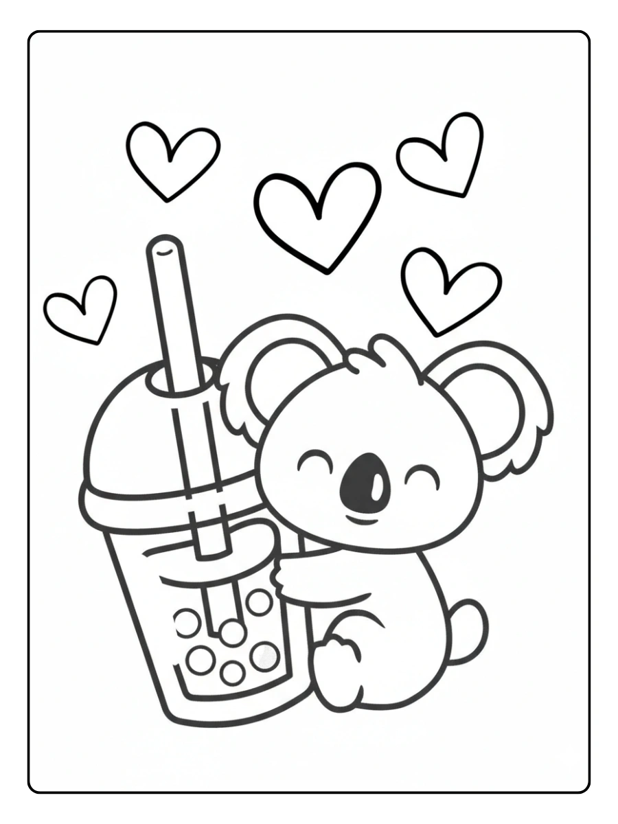 coloriage bubble tea kawaii avec perles