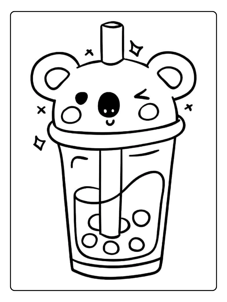 coloriage bubble tea kawaii chibi