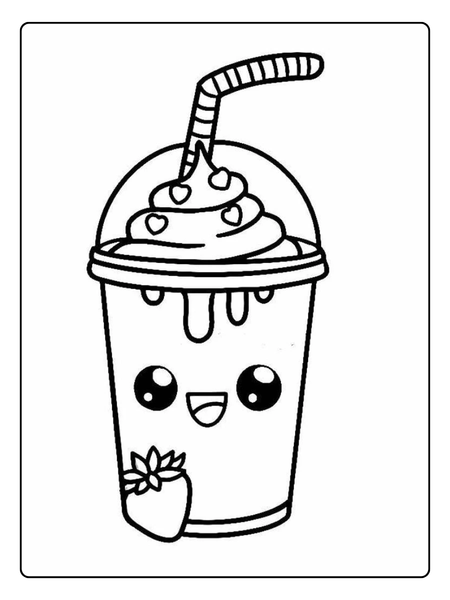 coloriage bubble tea kawaii dessin