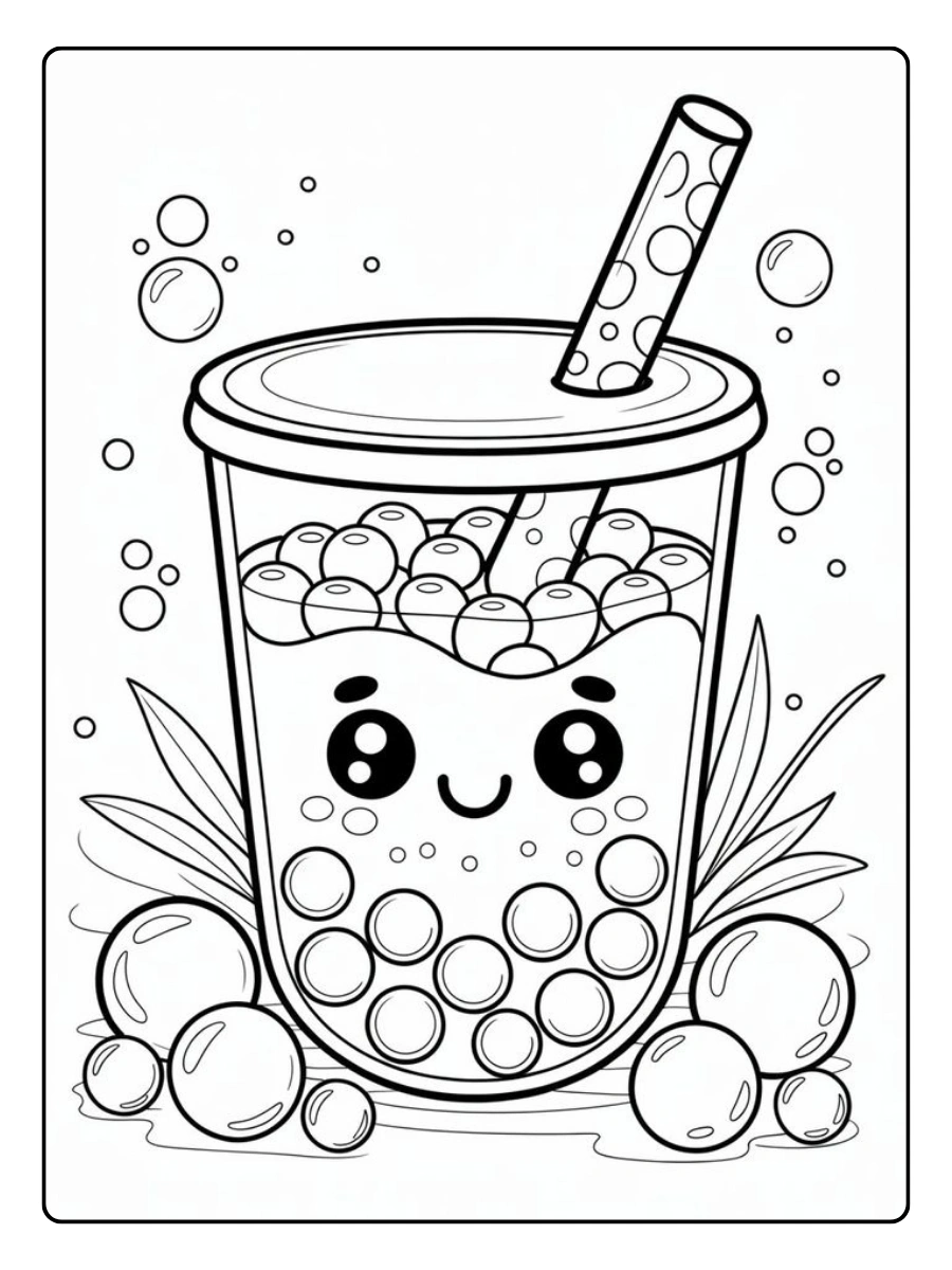 coloriage bubble tea kawaii facile