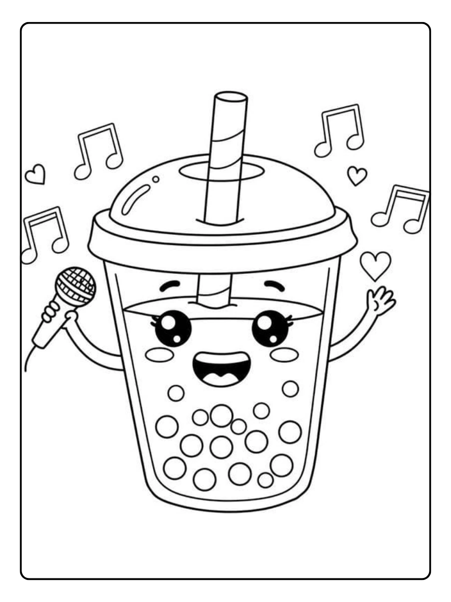 coloriage bubble tea kawaii mignon à colorier