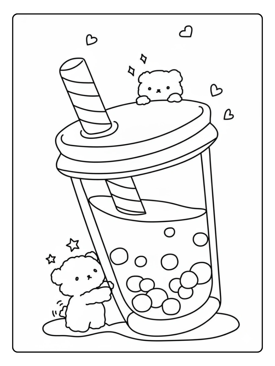 coloriage bubble tea kawaii mignon