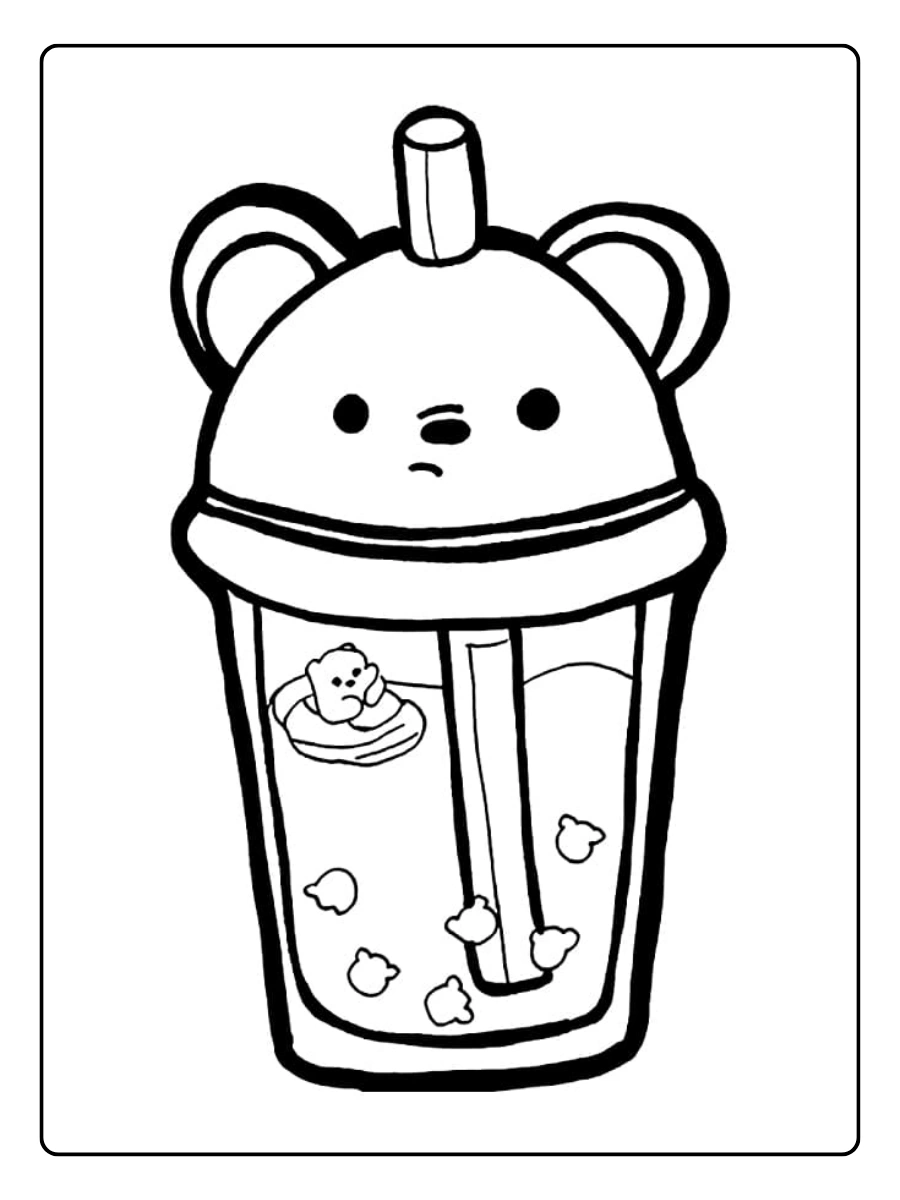 coloriage bubble tea kawaii pastel