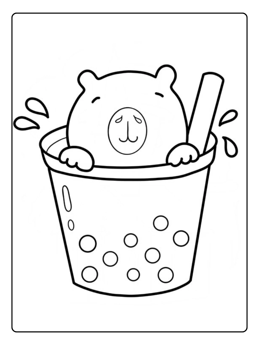 coloriage bubble tea kawaii style manga