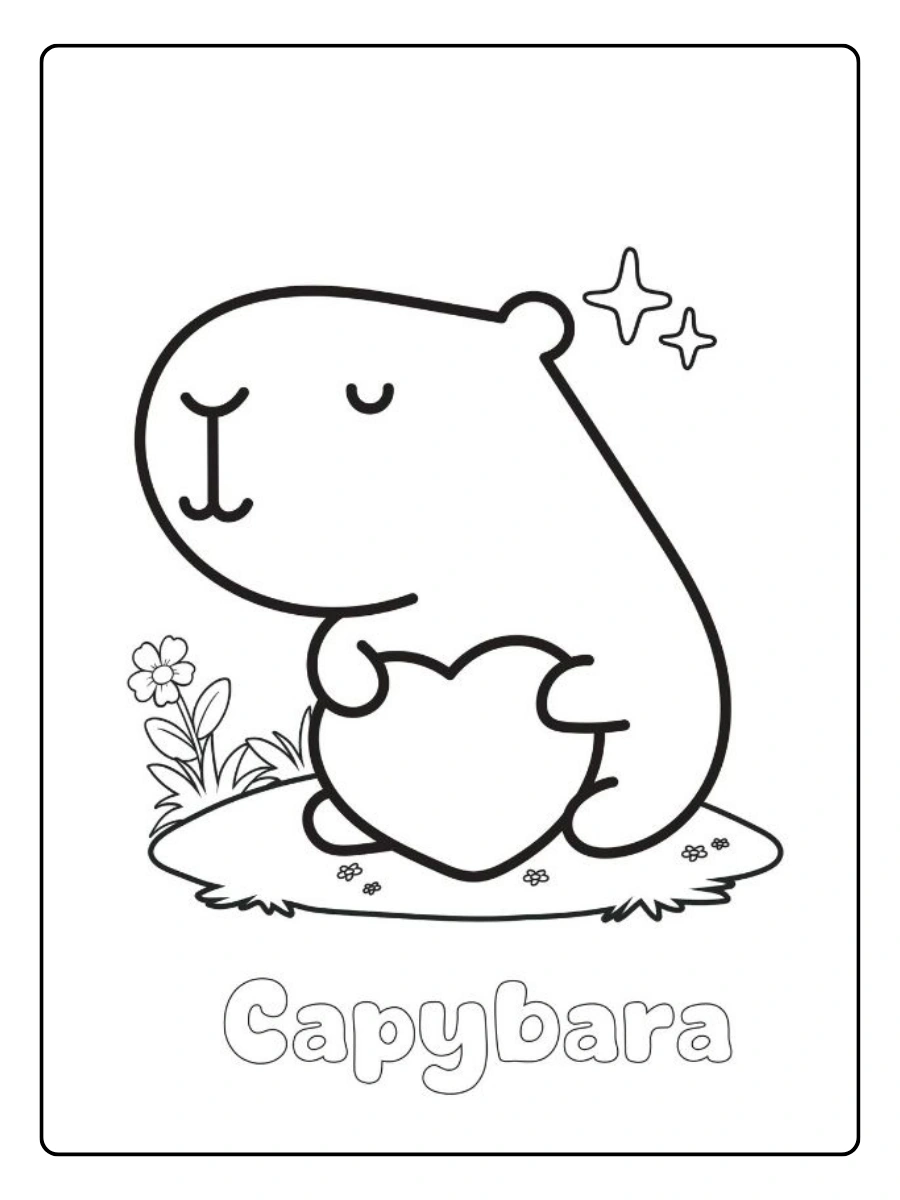 coloriage capybara kawaii à imprimer