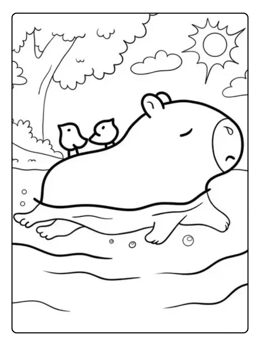 coloriage capybara kawaii adorable