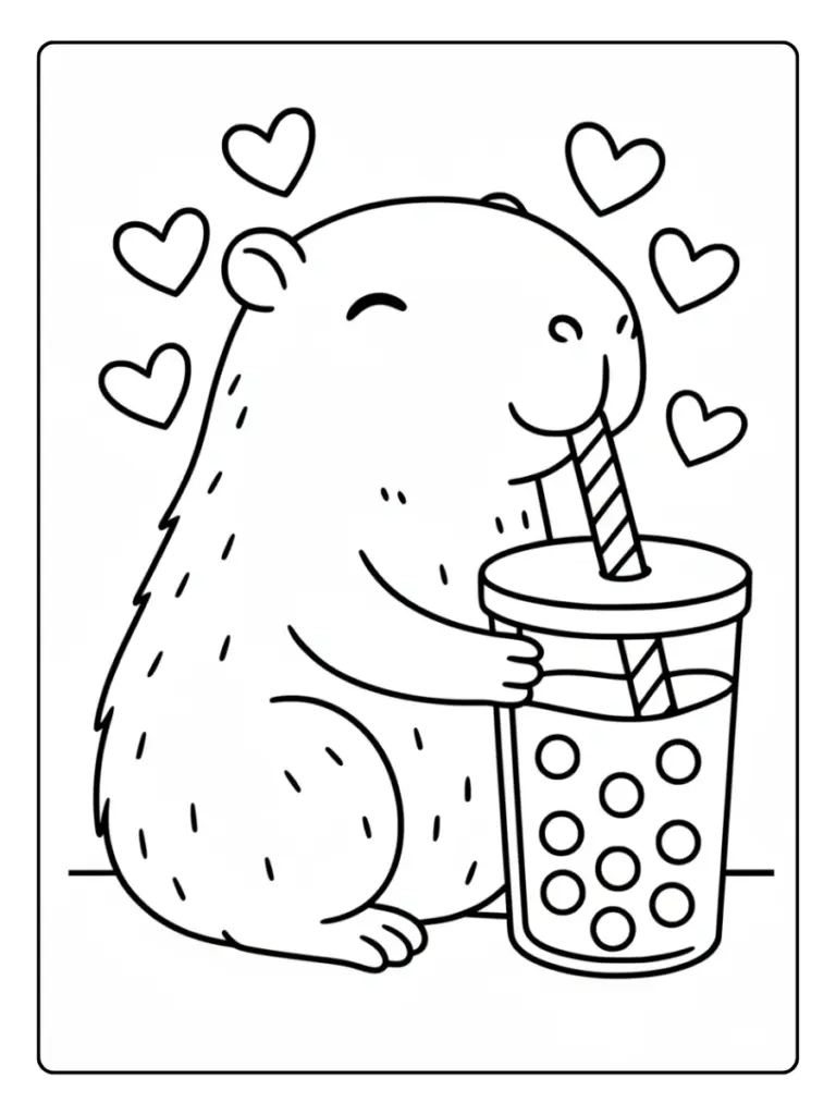 coloriage capybara kawaii dessin