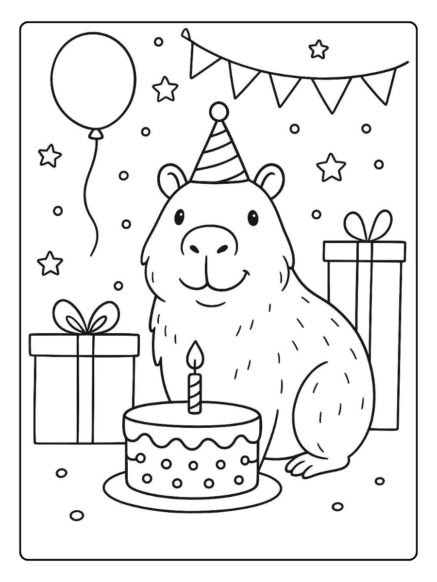 coloriage capybara kawaii simple