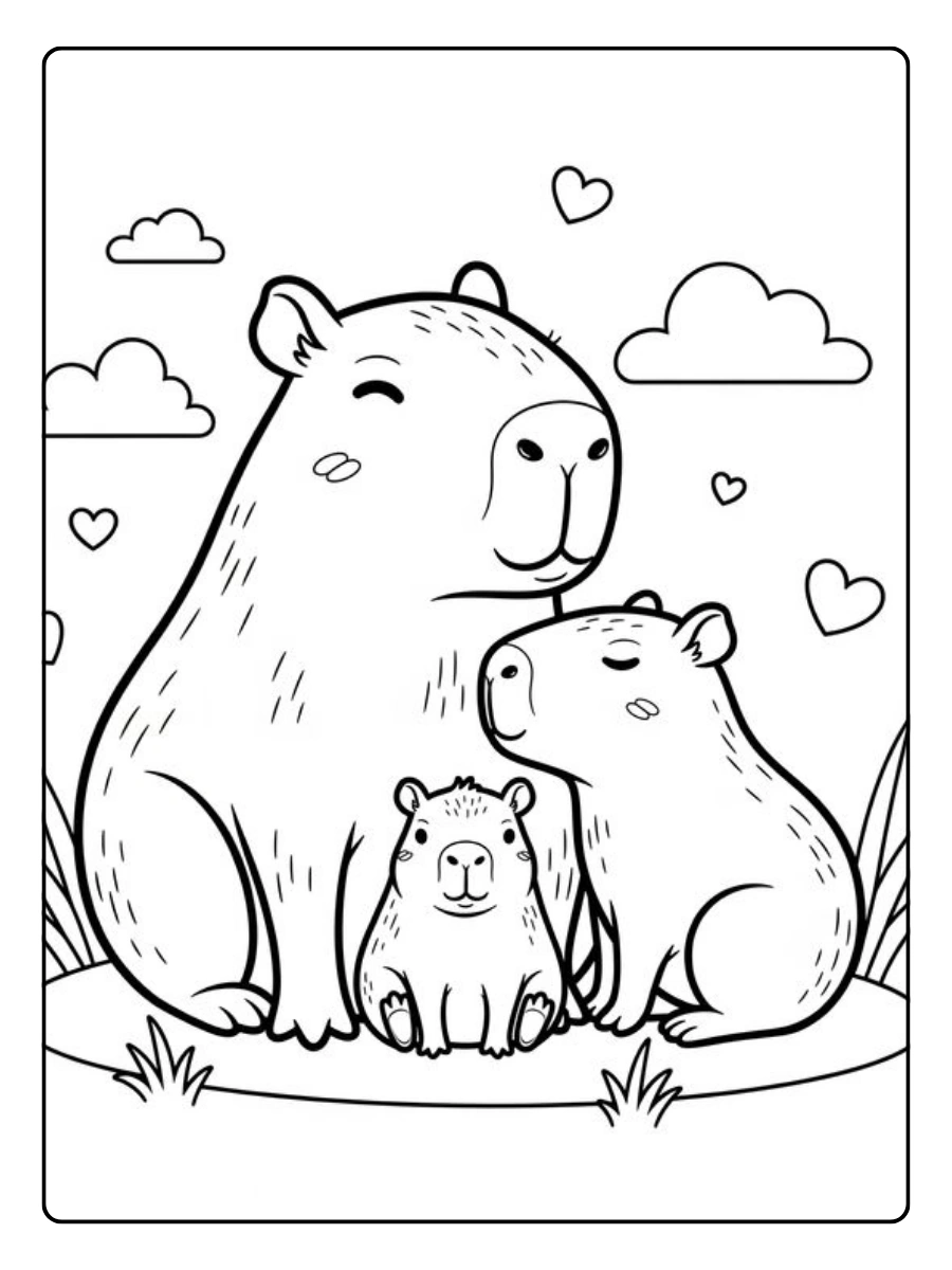 coloriage capybara kawaii souriant