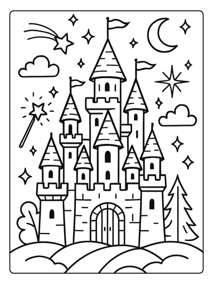 coloriage château fantastique