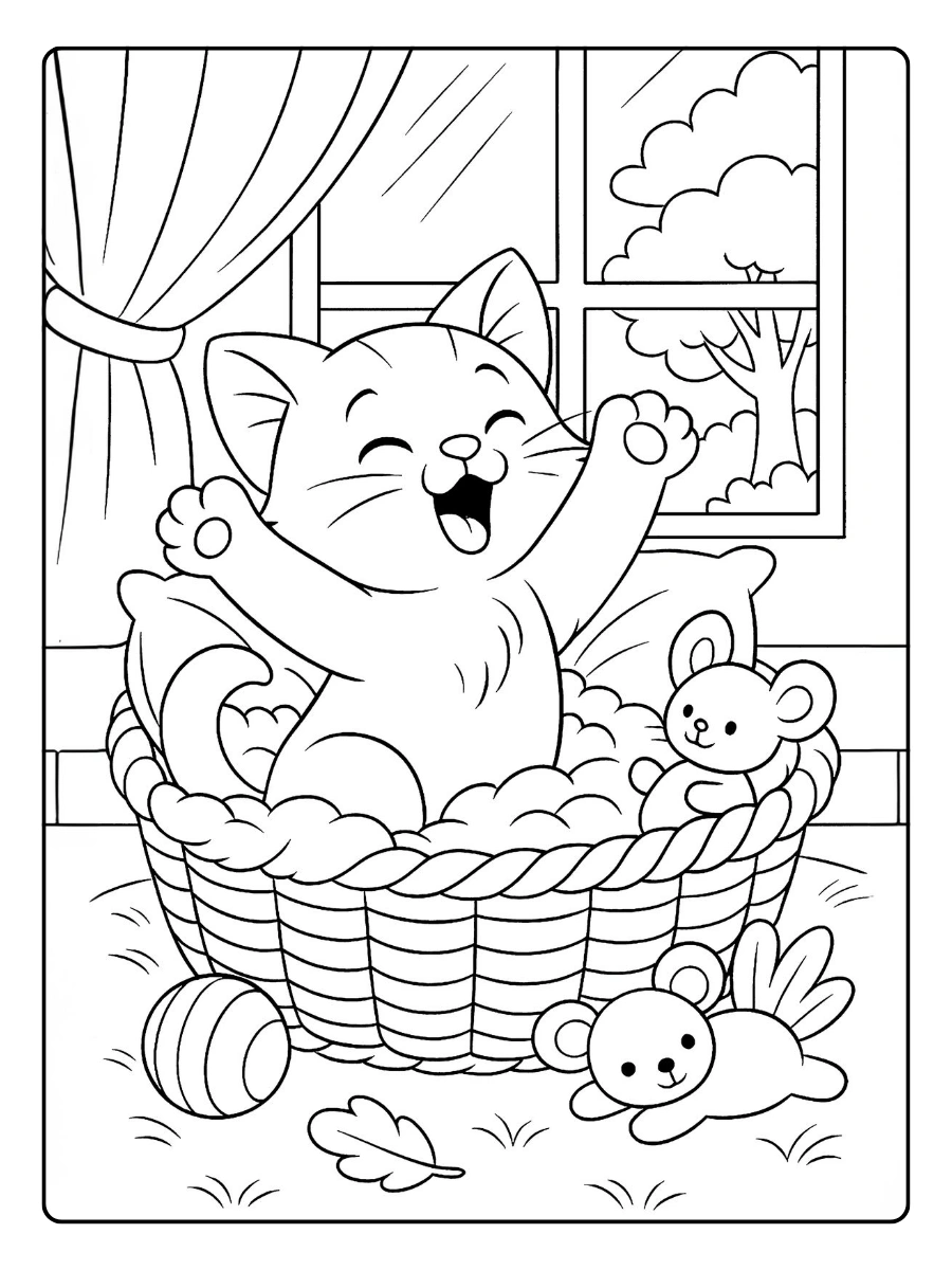 coloriage chaton kawaii adorable
