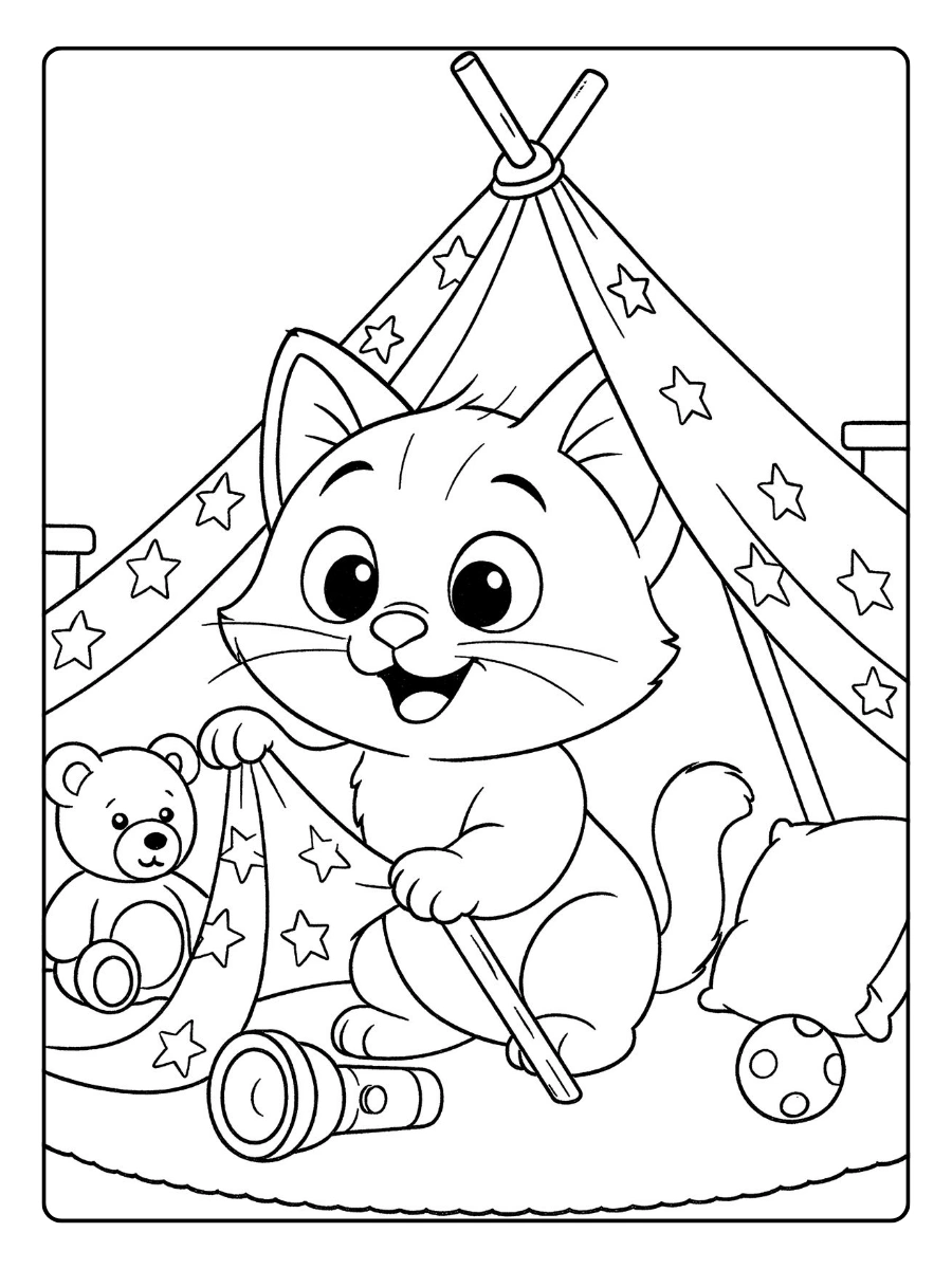 coloriage chaton kawaii dessin