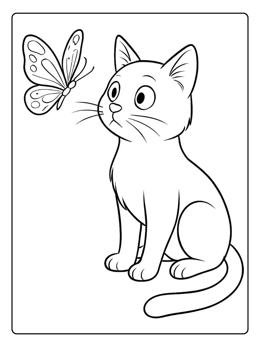 coloriage chaton kawaii facile