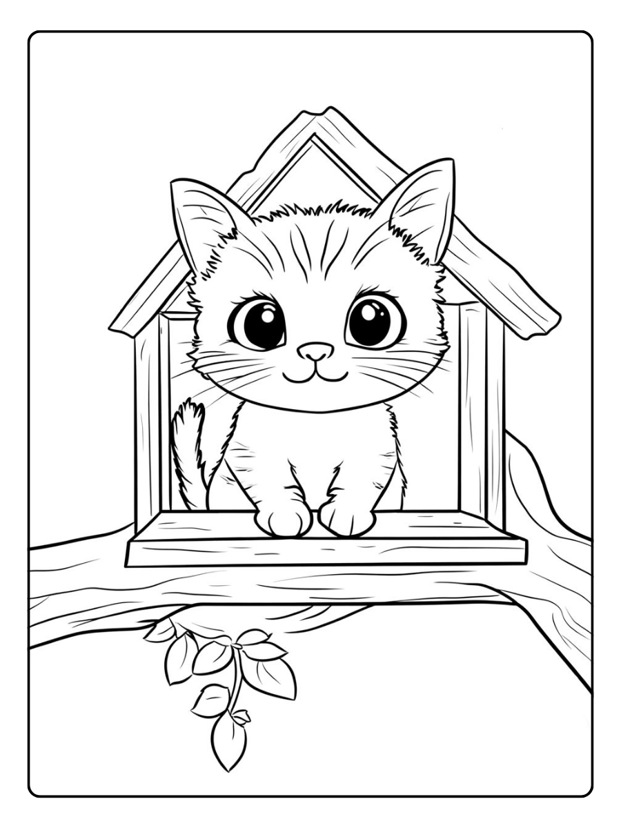 coloriage chaton kawaii simple