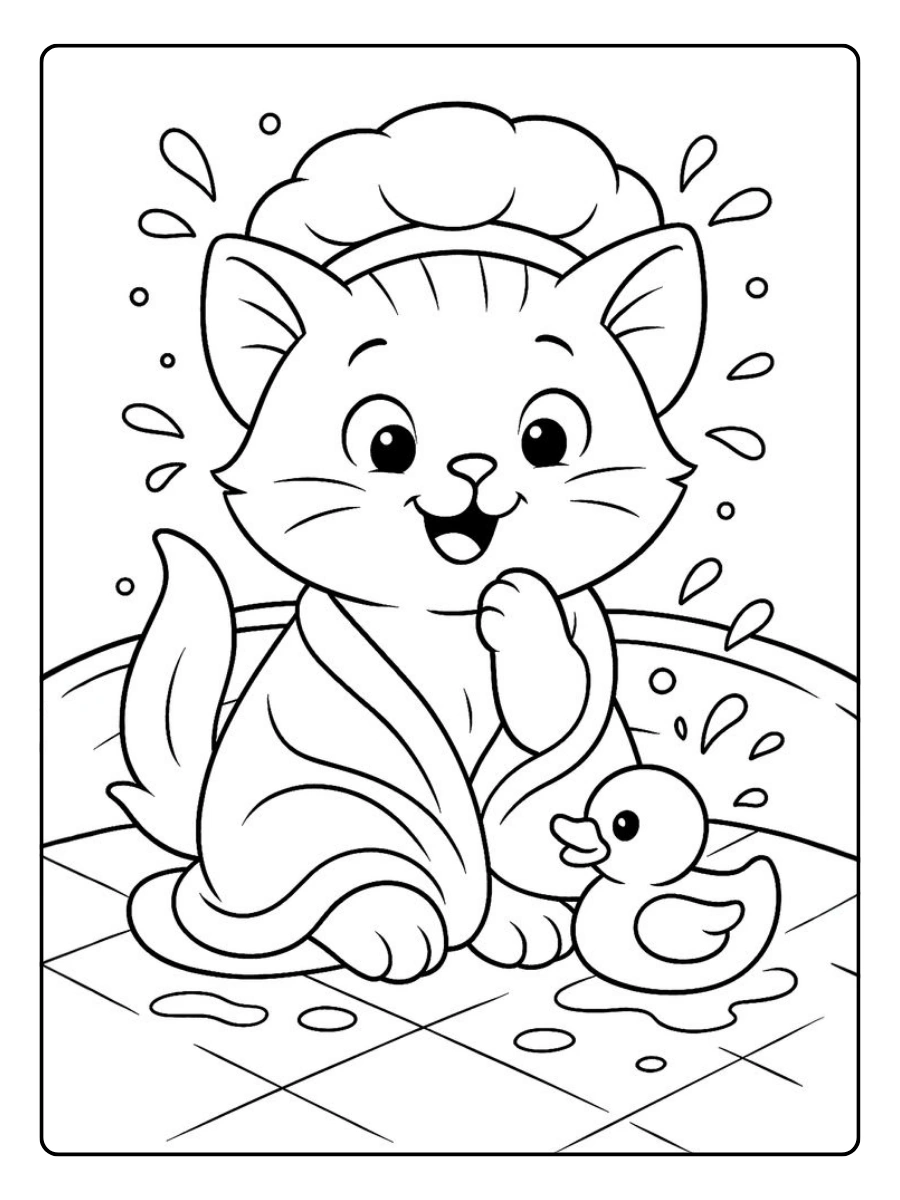 coloriage chaton kawaii souriant